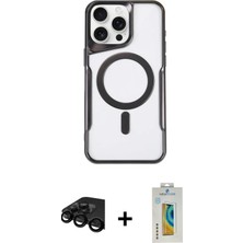 Cepte Toptan iPhone 15 Pro Max Yadigar Klasik Özel Seri - Siyah Polymer Nano Ekran Koruyucu + Siyah Raze Metal Kamera Lens