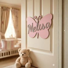 Gralanda Kız Bebek Pembe Kelebek Temalı Kapı Süsü