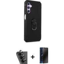 Cepte Toptan Galaxy A24 4g Ahenk Klasik Koleksiyonu - Siyah 3D Antistatik Hayalet Cam Ekran Koruyucu + Siyah Valdez Metal Kamera Lens