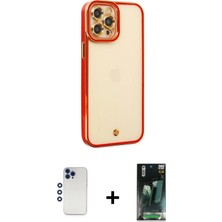 Cepte Toptan iPhone 12 Pro Max Çekirdek Klasik Serisi - Şeffaf 360 Full Body Arka Koruyucu + Lacivert Shine Kamera Lens