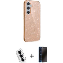 Cepte Toptan Galaxy A25 5g Yankı Doku Prime - Siyah 3D Antistatik Hayalet Cam Ekran Koruyucu + Gümüş Valdez Metal Kamera Lens