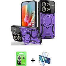 Cepte Toptan Redmi Note 13 Pro 5g Kıvılcım Modern Serisi - Siyah 3D Antistatik Cam Ekran Koruyucu + Gümüş Raze Metal Kamera Lens