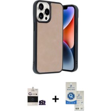 Cepte Toptan iPhone 14 Pro Max Kıvılcım Işık Serisi - Şeffaf Royal Nano Ekran Koruyucu + Derin Mor Bilvis Titan Kamera Lens