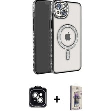 Cepte Toptan iPhone 14 Zirve Doku Prime - Siyah Bilvis 3D Cam Ekran Koruyucu + Yeşil Pvd Metal Kamera Lens