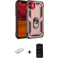 Cepte Toptan iPhone 11 Ahenk Klasik Koleksiyonu - Siyah 6d Antistatik Mat Seramik Hayalet Nano Ekran Koruyucu + Turuncu Renkli Kamera Lens Koruma Cam