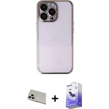 Cepte Toptan iPhone 13 Pro Max Vadi Minimal - Siyah Bilvis 5in1 5d Magic Hayalet Cam Ekran Koruyucu + Rose Gold Rainbow Kamera Lens Koruma Cam