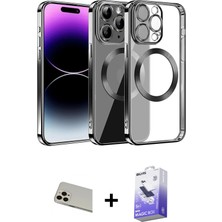 Cepte Toptan iPhone 13 Pro Max Pusula Form - Siyah Bilvis 5in1 5d Magic Hayalet Cam Ekran Koruyucu + Rose Gold Rainbow Kamera Lens Koruma Cam