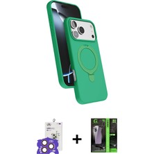 Cepte Toptan iPhone 17 Pro Max Iz Işık Koleksiyonu - Siyah 360 Mat Full Body Arka Koruyucu + Turuncu Bilvis Titan Kamera Lens