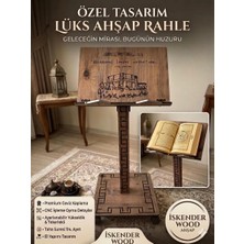 İskender Wood Ahşap Kuran Okuma Rahlesi Ayaklı Ahşap Yükseklik ve Okuma Açısı Ayarlanabilir Asansörlü Cami Boy