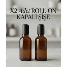 Gucso 2'li 50 ml Amber Cam Roll, Siyah Kapaklı, Bilyeli Roll On Şişesi Esans Parfüm Yağ Şişesi 50 cc