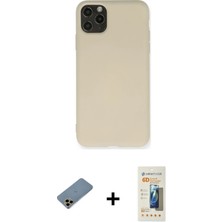 Cepte Toptan iPhone 11 Pro Max Ahenk Serisi - Siyah 6d Mat Seramik Hayalet Nano Ekran Koruyucu + Gold Shine Kamera Lens Koruma Cam