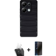 Cepte Toptan Redmi Note 13 Pro 4g Doruk Form Serisi - Siyah 3D Antistatik Hayalet Cam Ekran Koruyucu + Şeffaf Kamera Lens Koruma Cam