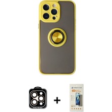 Cepte Toptan iPhone 14 Pro Max Yörünge Çizgi - Siyah 6d Mat Seramik Hayalet Nano Ekran Koruyucu + Turuncu Pvd Metal Kamera Lens
