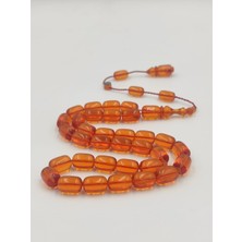 Altuntaş Aksesuar Usta Işcilikli Şeffaf Turuncu Ateş Kehribar Tesbih 8 * 12 mm  Kapsul Kesim Takımlı Sistemli