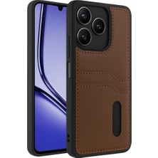 Newface Realme Note 50 4g Kılıf Sara Kartvizitli Deri Kılıf - Taba