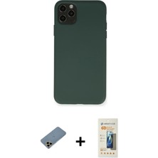 Cepte Toptan iPhone 11 Pro Max Ahenk Serisi - Siyah 6d Mat Seramik Hayalet Nano Ekran Koruyucu + Gold Shine Kamera Lens Koruma Cam