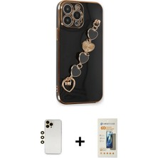 Cepte Toptan iPhone 13 Pro Max Nova Işık Prime - Siyah 6d Mat Seramik Hayalet Nano Ekran Koruyucu + Gold Shine Kamera Lens