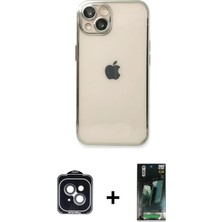 Cepte Toptan iPhone 14 Vadi Minimal - Şeffaf 360 Full Body Arka Koruyucu + Siyah Pvd Metal Kamera Lens
