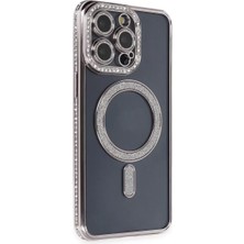Decostyle Newface iPhone 14 Pro Kılıf Joke Simli Magneticsafe Kılıf - Gri