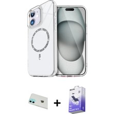 iPhone 12 Kıvılcım Form Prime - Siyah Bilvis 5in1 5d Magic Hayalet Cam Ekran Koruyucu + Yeşil Rainbow Kamera Lens Koruma Cam