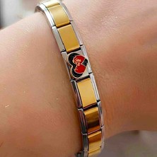 Bontexs Unisex Vintage Esintili Italyan Charm Bileklik - Altın ve Gümüş Tonlu Modüler Tasarım