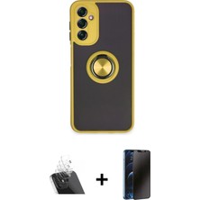 Galaxy A14 4g Yörünge Çizgi - Siyah 3D Antistatik Hayalet Cam Ekran Koruyucu + Şeffaf Kamera Lens Koruma Cam