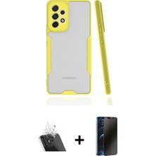 Galaxy A53 5g Atlas Asil Serisi - Siyah 3D Antistatik Hayalet Cam Ekran Koruyucu + Şeffaf Kamera Lens Koruma Cam