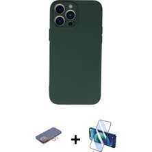 Cepte Toptan iPhone 13 Pro Ahenk Serisi - Siyah 3D Antistatik Seramik Nano Ekran Koruyucu + Turuncu Renkli Kamera Lens Koruma Cam