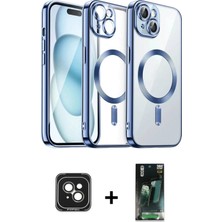 Cepte Toptan iPhone 15 Nova Işık Özel Seri - Şeffaf 360 Full Body Arka Koruyucu + Yeşil Pvd Metal Kamera Lens