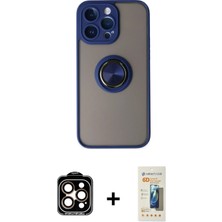 Cepte Toptan iPhone 14 Pro Max Yörünge Çizgi - Siyah 6d Mat Seramik Hayalet Nano Ekran Koruyucu + Turuncu Pvd Metal Kamera Lens