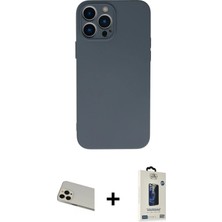 Cepte Toptan iPhone 13 Pro Max Ahenk Serisi - Siyah Bilvis Hayalet Cam Ekran Koruyucu + Rose Gold Rainbow Kamera Lens Koruma Cam