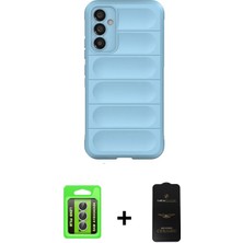 Cepte Toptan Galaxy A15 4g Atlas Koleksiyonu - Siyah 6d Antistatik Mat Seramik Hayalet Nano Ekran Koruyucu + Gümüş Raze Metal Kamera Lens