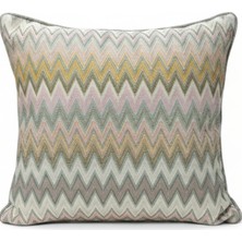 Puff Table Zigzag Desenli Avangart Kırlent Kılıfı 45*45 Parlak Dokuma Kumaş Lüks Seri