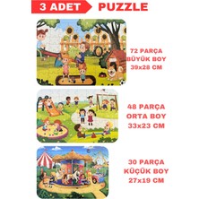 Yupulu Puzzle, Resim Boyama ve Keçeli Kalem (3 Adet Büyük-Orta-Küçük Puzzle Set) Hediye Paketi Karne Hediyesi