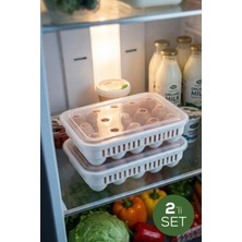 Vienev 2'li 15'li Yumurta Saklama Kabı Seti | Şeffaf Kapaklı Buzdolabı Düzenleyici Organizer