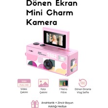 Roseandroses Mini Charm Kamera Dönen Ekran Flaşlı Selfie Video Vlog Kamerası 1080P+48MP