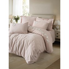 Elma Shop 3D Nakışlı Çift Kişilik Saten Nev Takımı Zena Lila