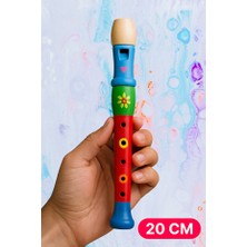 Eneci 20 cm Renkli Desenli Tamamı Ahşap 6 Delikli Flüt