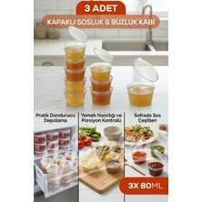 Vienev 3'lü Dondurucuya Uygun Saklama Kabı – 80 ml Sos, Ilik, Tavuk Suyu Saklama Kabı