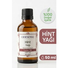 Odesense Hint Yağı 50 ml Soğuk Sıkım Doğal ve Saf Castor Oil Yüz Kaş Kirpik Bakım Yağı Bez Kese