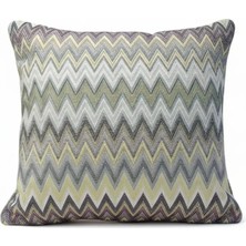 Puff Table Zigzag Desenli Avangart Kırlent Kılıfı 45*45 Parlak Dokuma Kumaş Lüks Seri
