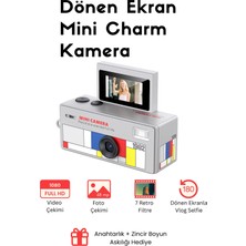 Roseandroses Mini Charm Kamera Dönen Ekran Flaşlı Selfie Video Vlog Kamerası 1080P+48MP