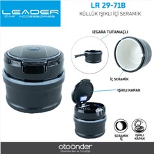 Leader LR29-71B Işıklı Araç Küllüğü Seramik Iç Hazneli Kapaklı Izgaralı Oto Küllük