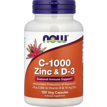 Now Foods Vitamin C-1000 Zinc Çinko & D3 Vitamin Immune Support Antioxidant 100 Veg Caps