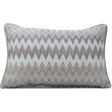 Puff Table Zigzag Desenli Avangart Kırlent Kılıfı 35*50 Parlak Dokuma Kumaş Lüks Seri
