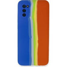 Decostyle Newface Samsung Galaxy A03S Kılıf Ebruli Lansman Silikon - Mavi-Turuncu