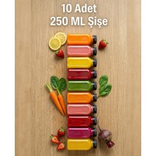 Gucso 10'lu Set 250 ml Pet Şişe Geniş Ağız  Kapaklı, Detox Meyve Suyu Smoothie Ayran Süt Şişesi 250 cc