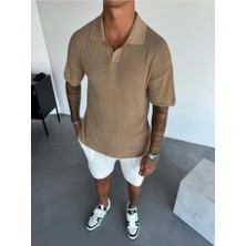 Elku Moda Pamuklu Oversize Polo Yaka Tişört Terletmez Yumuşak Dokulurahat Kesim Triko Tshirt