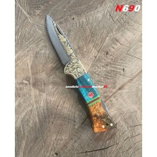 Dmr Böhler N690 Çelik Çakı Özel Üretim Altın Kaplama Cep Çakısı Kamp Çakısı 11CM