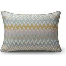 Puff Table Zigzag Desenli Avangart Kırlent Kılıfı 35*50 Parlak Dokuma Kumaş Lüks Seri